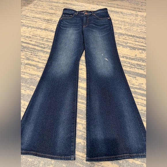 Express Dark Blue Flare Jeans - 70s Flare - Picture 1 of 4